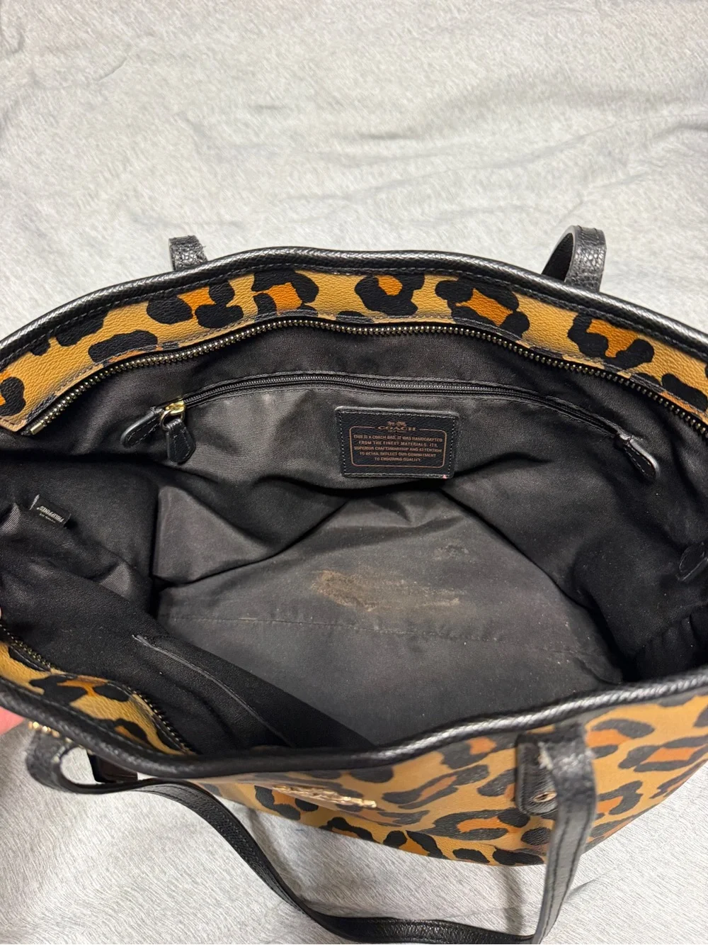 Coach Leopard-Print Tote in Tan and Black